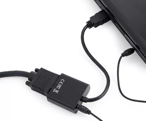 Cable adaptador HDMI a VGA + audio negro / A-HDMI-VGA-03