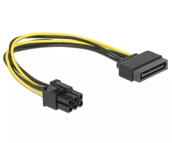 Cable Alimentacion Tarjeta gr&aacute;fica Sata Hembra a 6 pines pci-e / 20cm / Delock 82924