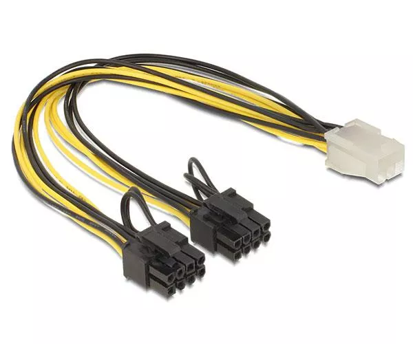 Adaptador alimentacion gr&aacute;fica 6 pines pci-e a 2x 6+2 Pines Pci-e  / 30cm / Delock 83433