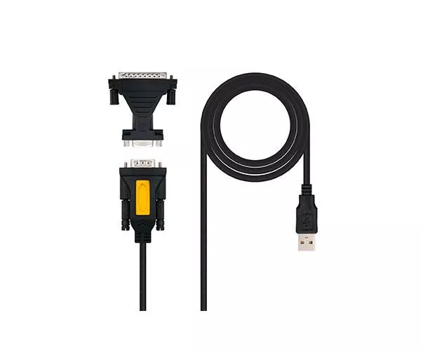 Cable USB a Serie Rs232 M/M+ Adaptador Paralelo Db9 a Db25 H/M / 1.8m / Nanocable 10.03.0002