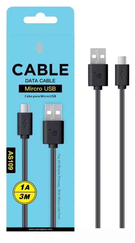Cable USB a Micro USB / 3m / Negro / AS109 / One+