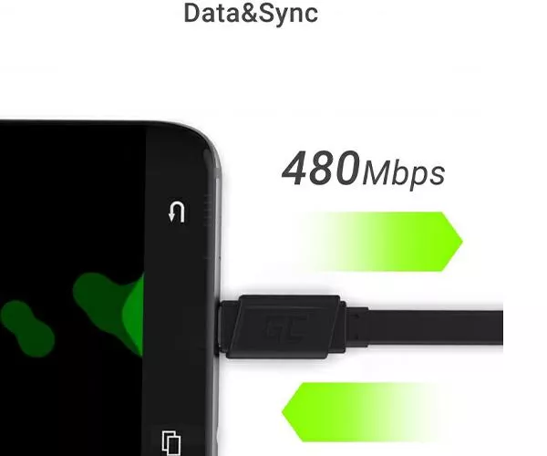 Cable USB a micro USB 0.25m negro GREENCELL KABGC01 DESCATALOGADO