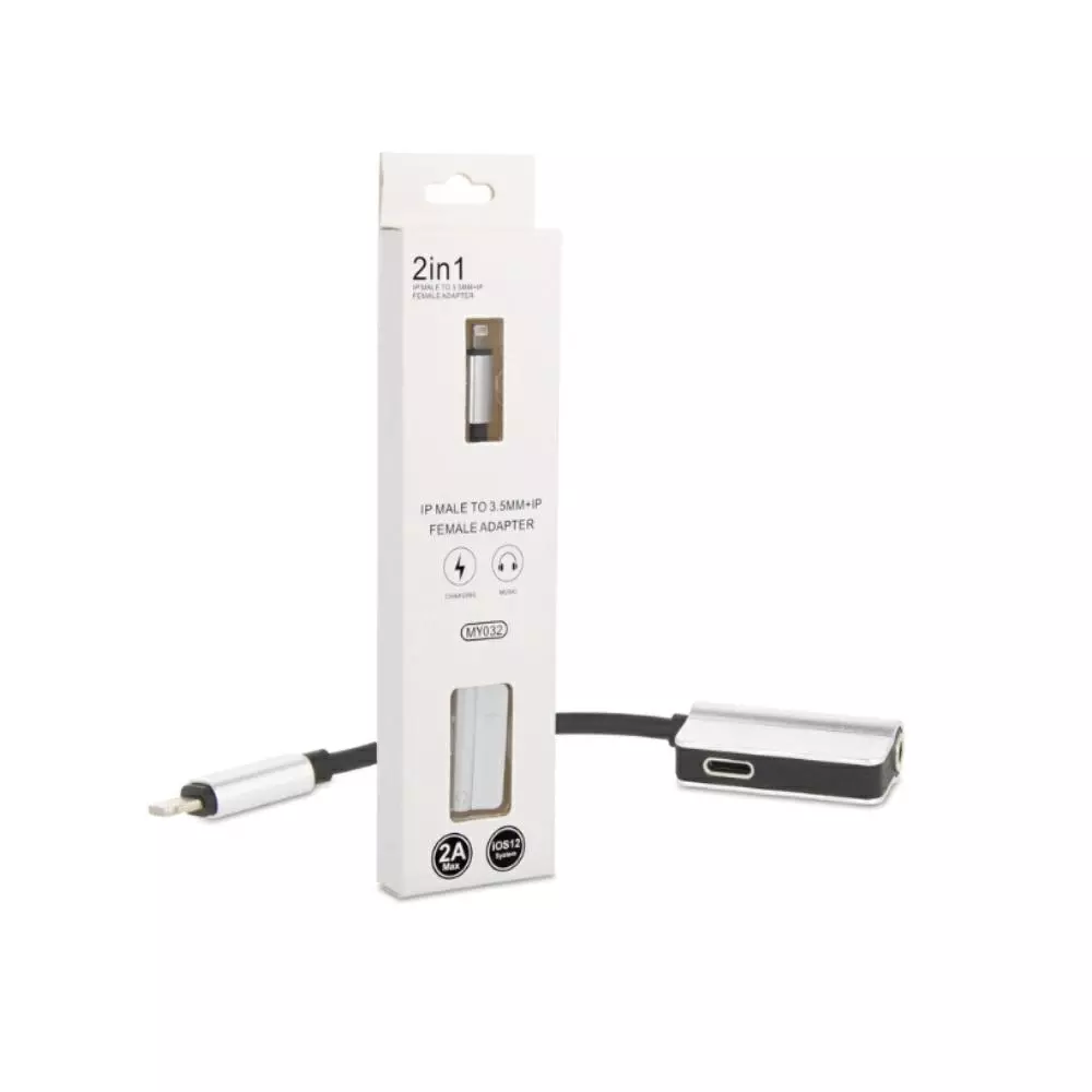 Cable adaptador de audio Iphone Lightning a Jack 3.5mm Plata Hembra