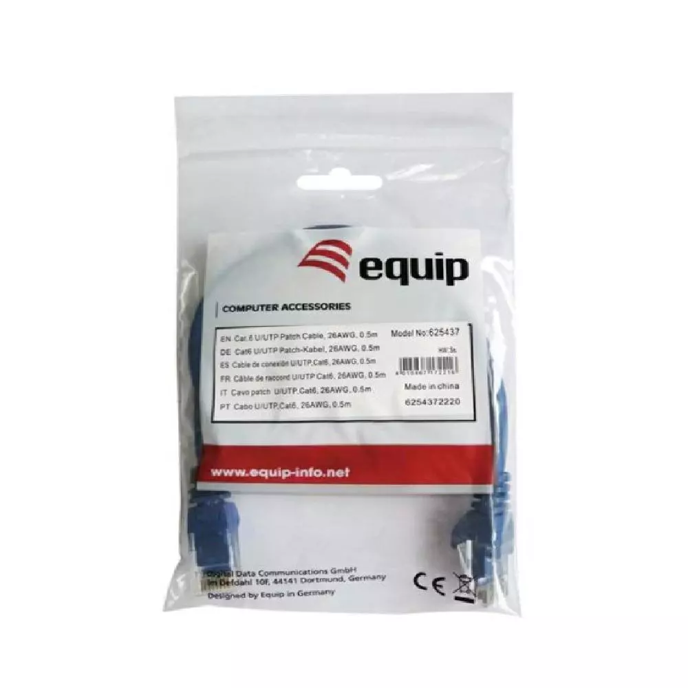 Cable red latiguillo RJ45 Cat.6a  U/UTP / 2 metros / Azul / Libre de Haologenos / Equip 603033