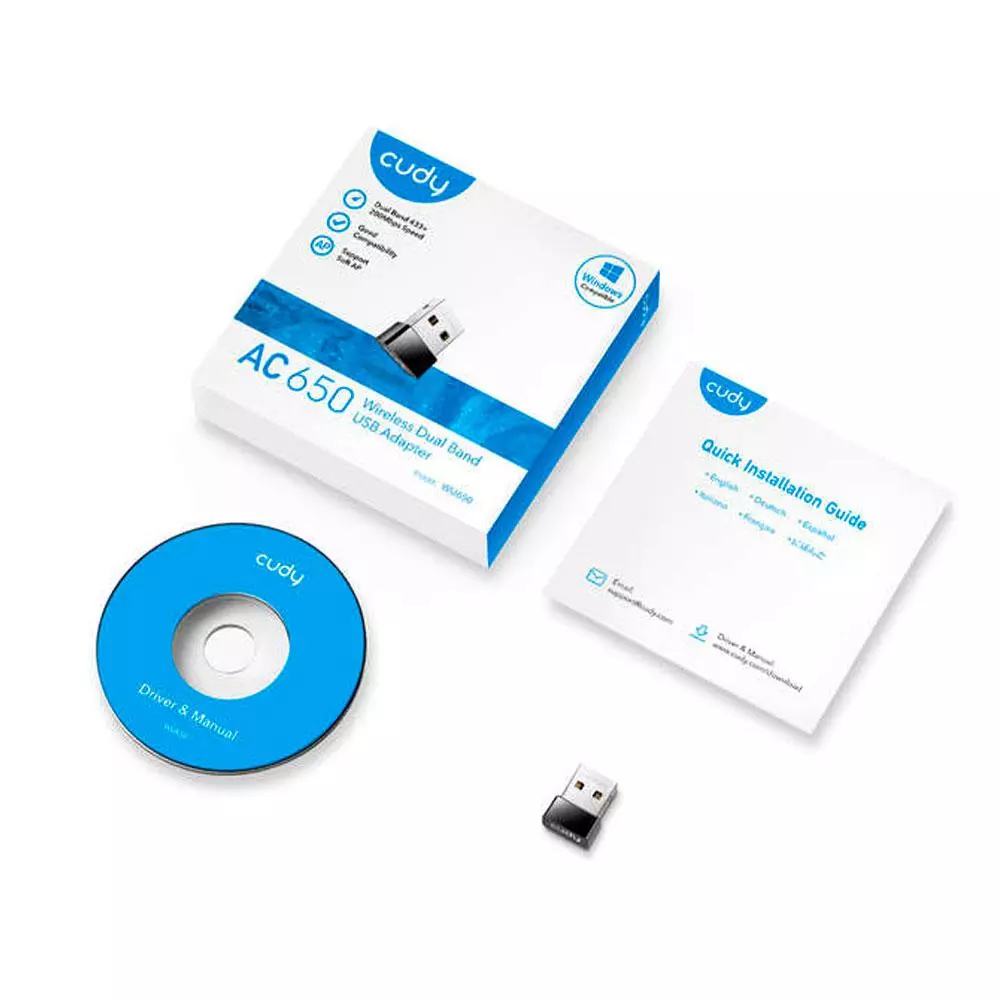 Tarjeta de red Mini USB Wifi WU650 AC650 DualBand (433+200 Mbps) Cudy