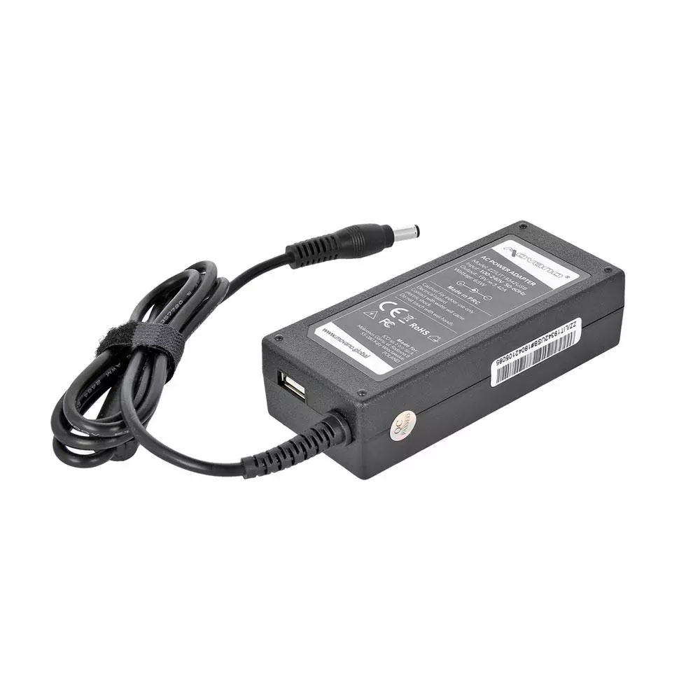Cargador compatible para port&aacute;til ASUS / MSI / TOSHIBA / LENOVO / MEDION 65W 19V 3.42A 5.5x2.5 mm Puerto USB Movano