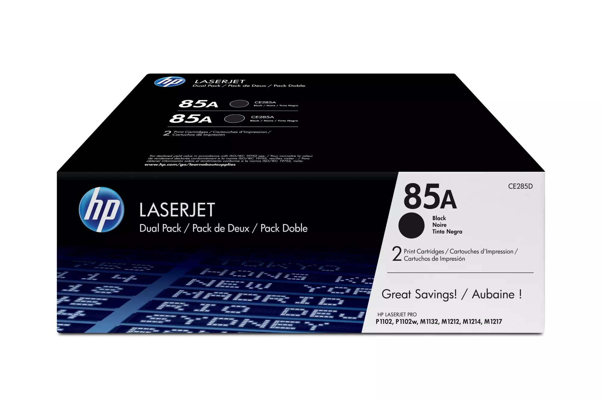 &divide; Pack 2 unidades t&oacute;ner originales hp ce285ad negro 85a 3.200 p&aacute;ginas