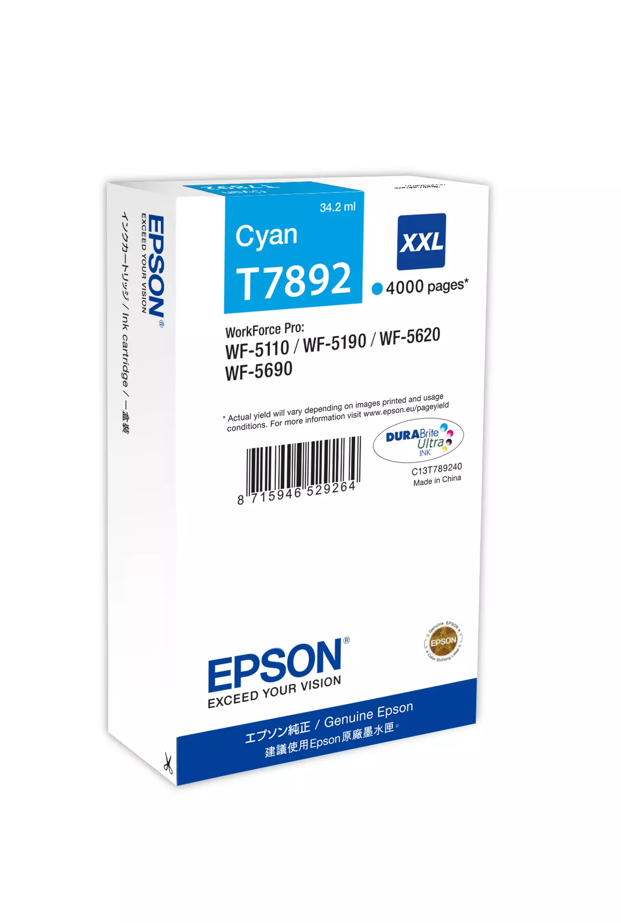&divide; Tinta original epson t7892 xxl cian c13t789240 34.2ml