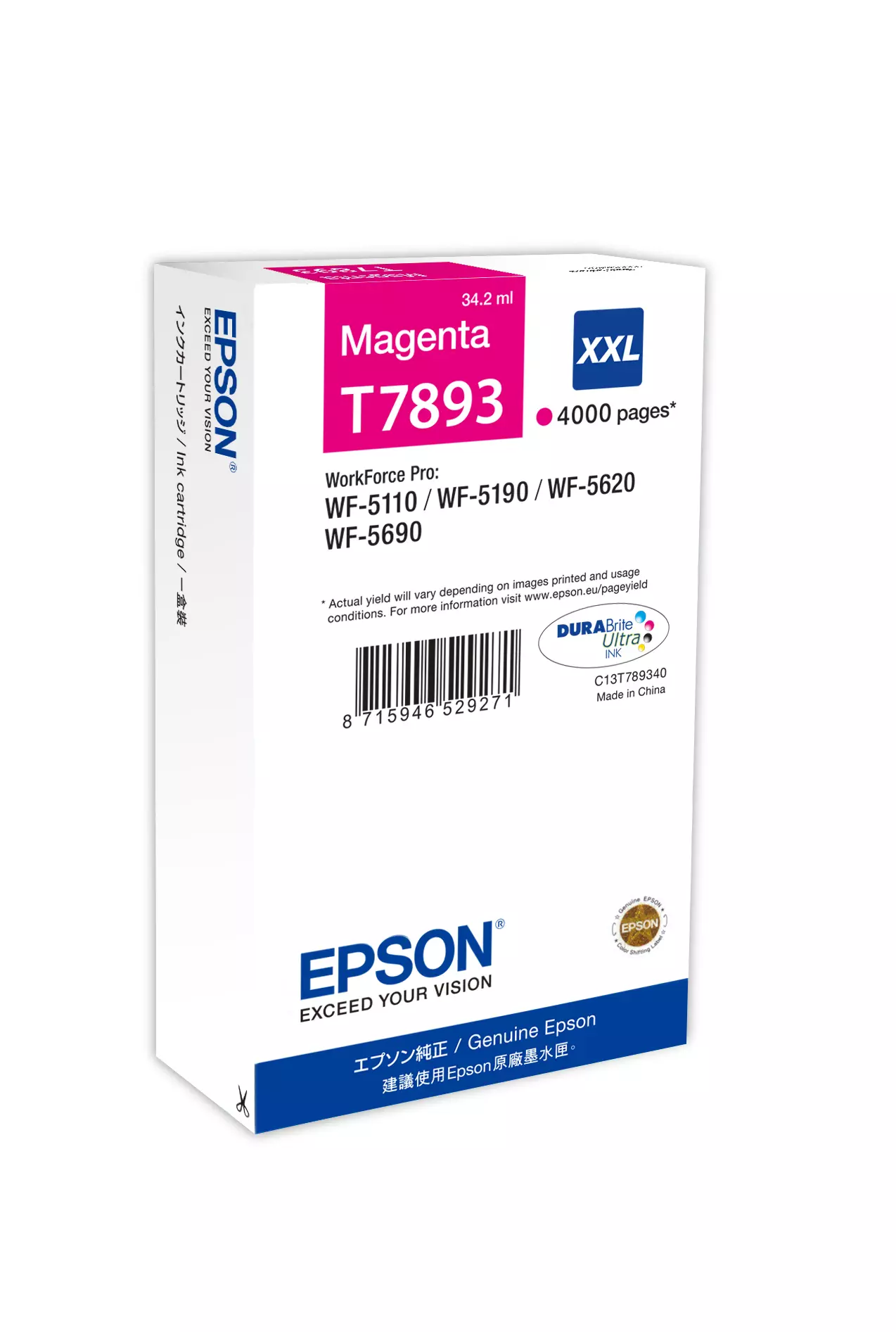 &divide; Tinta original epson t7893 xxl magenta c13t789340 34.2ml
