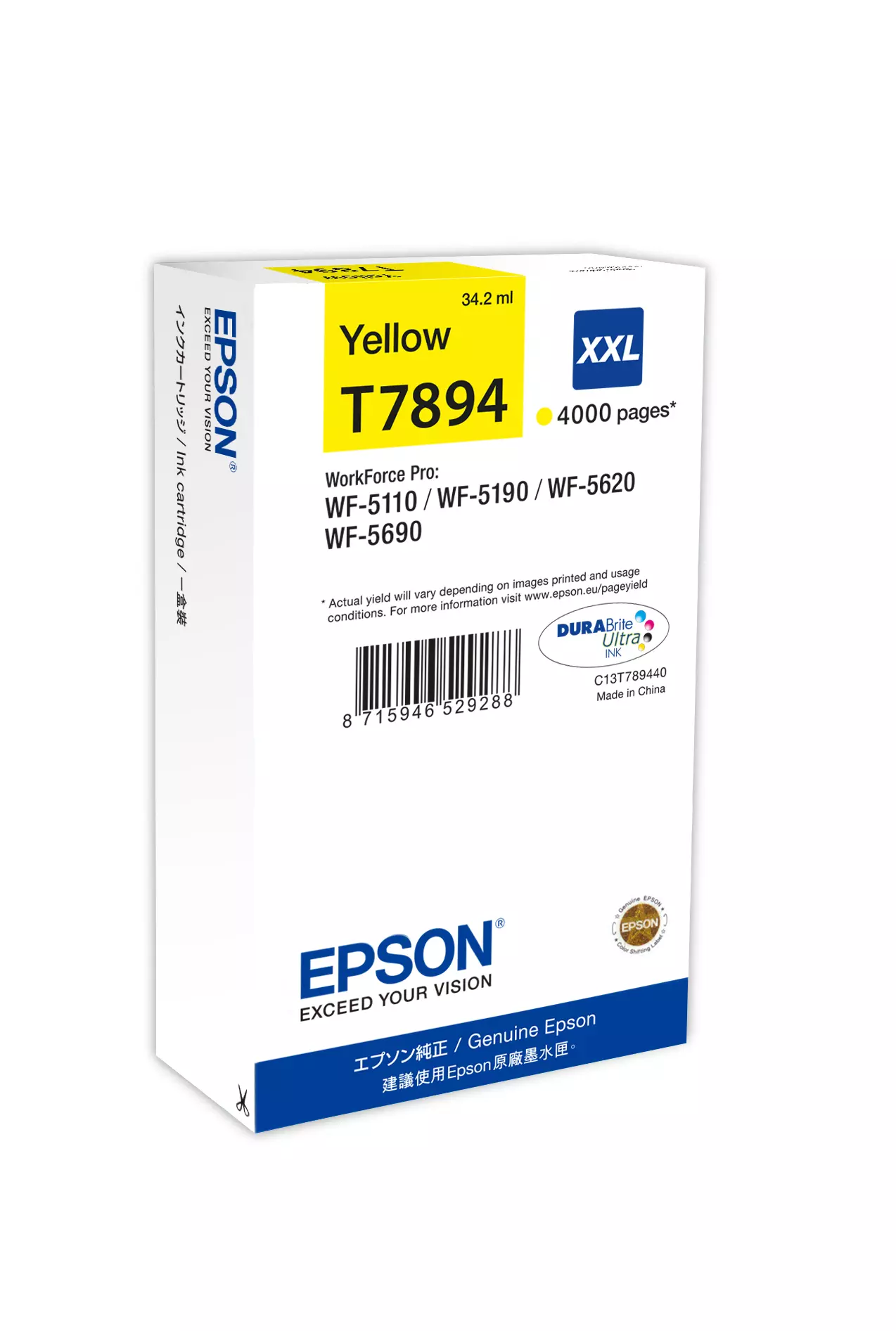 &divide; Tinta original epson t7894 xxl amarillo c13t789440 34.2ml