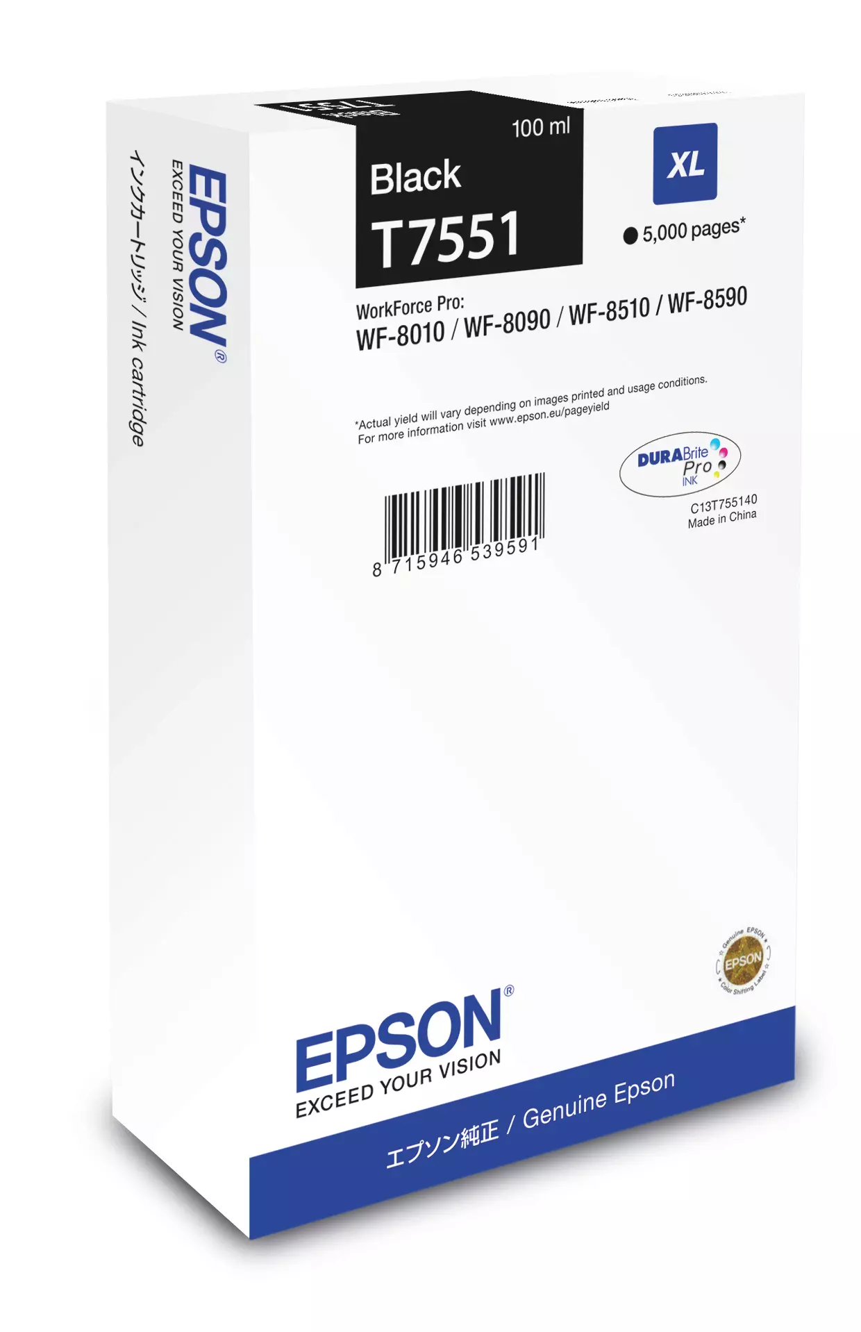 &divide; Tinta original epson t7551 xl negro c13t755140 100ml