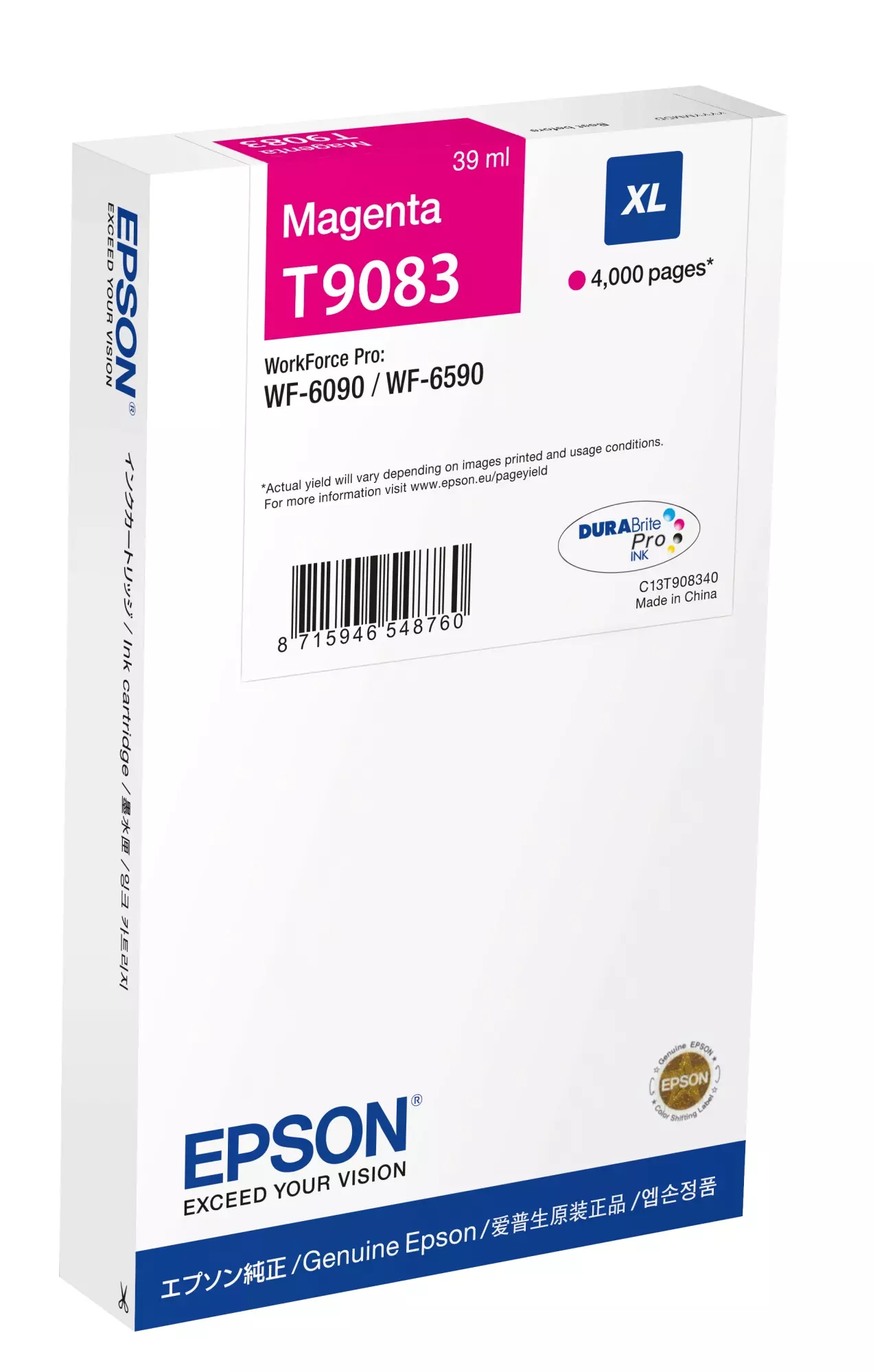 &divide; Tinta original epson t9083 xl magenta c13t908340 39ml
