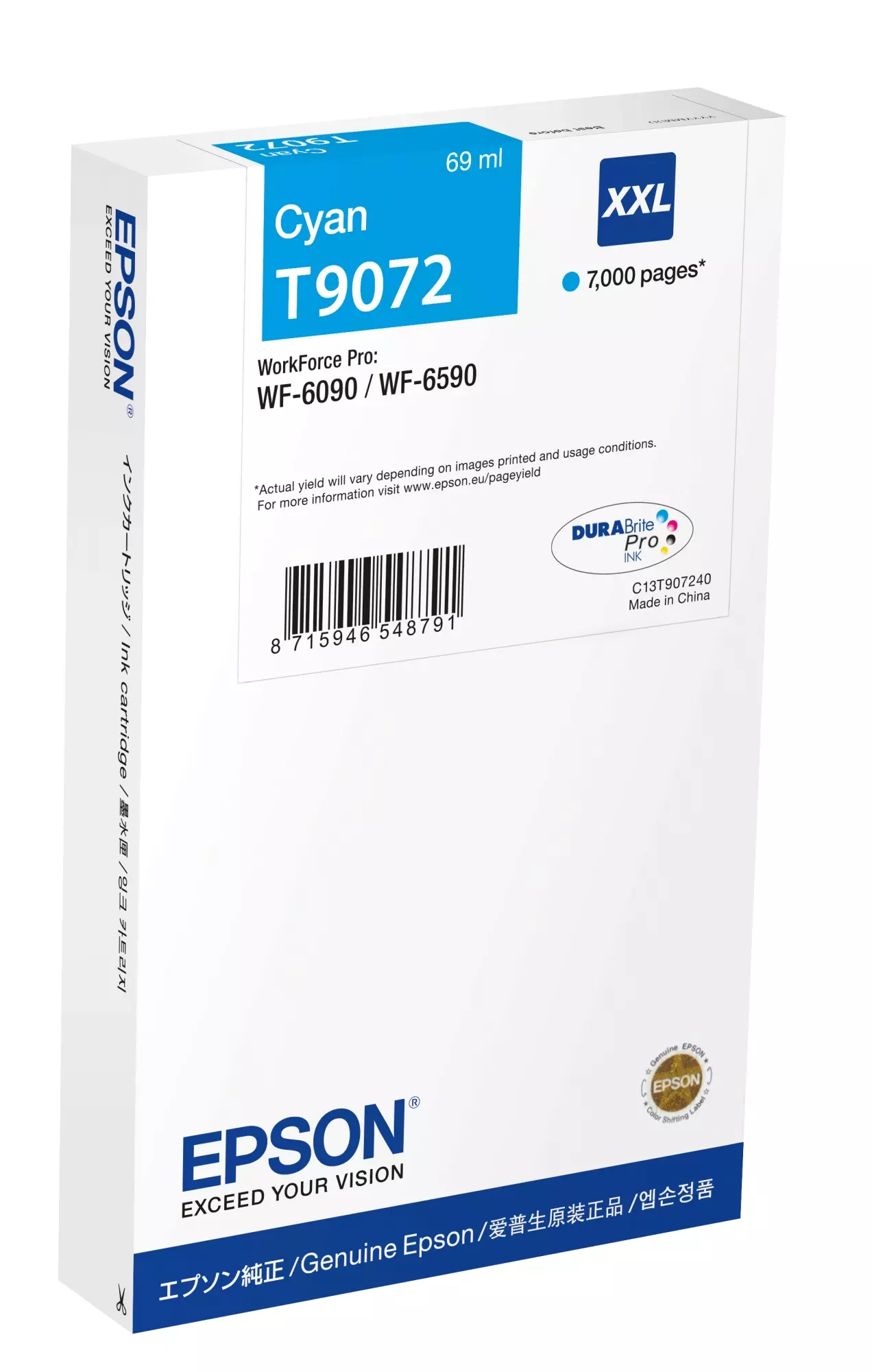 &divide; Tinta original epson t9072 xxl cian c13t907240 69ml