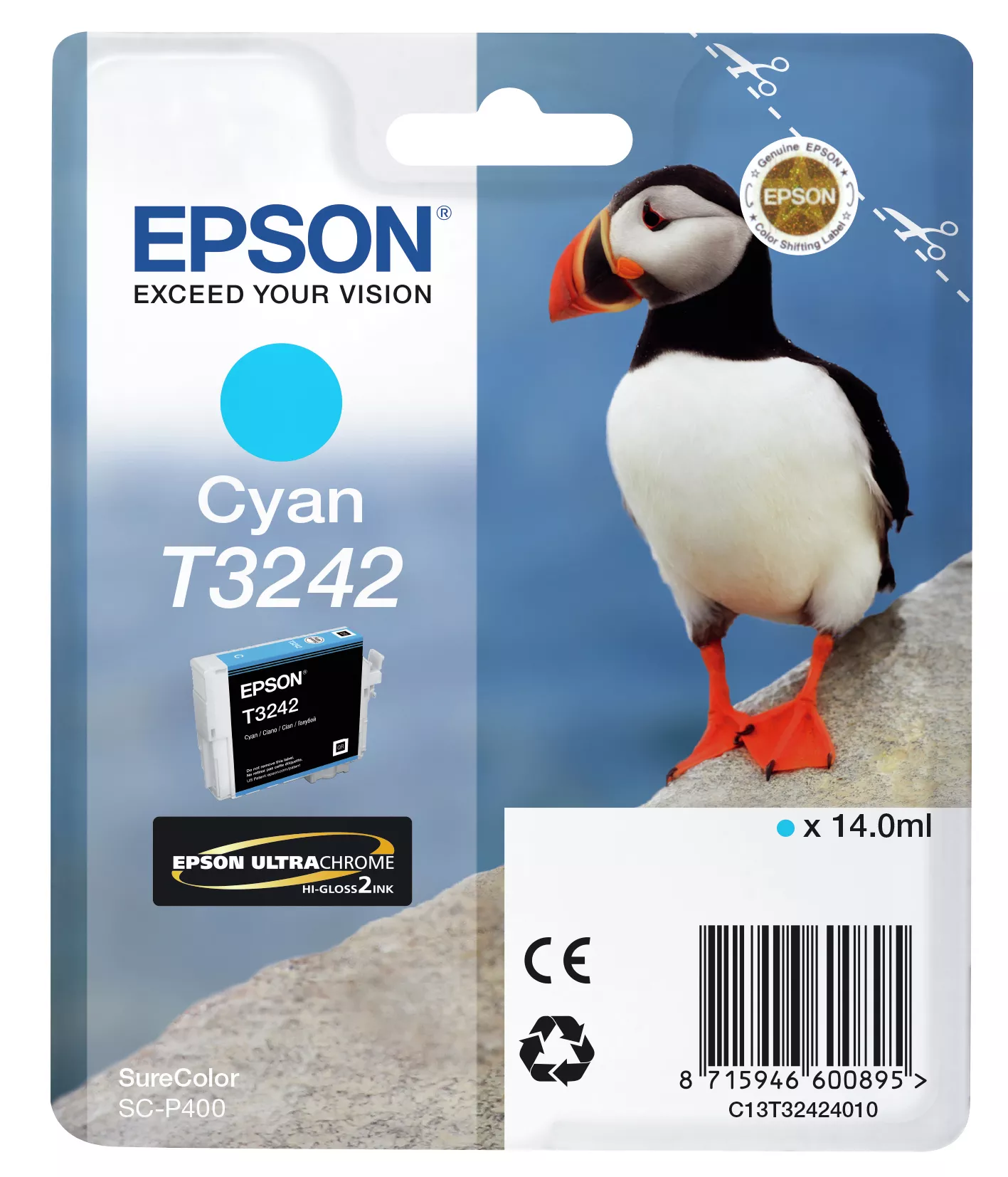 &divide; Tinta original epson t3242 cian c13t32424010 14ml