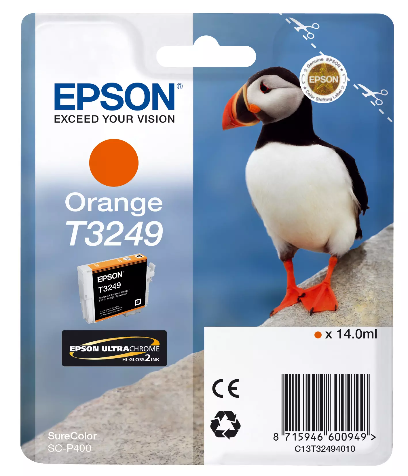 &divide; Tinta original epson t3249 naranja c13t32494010 14ml