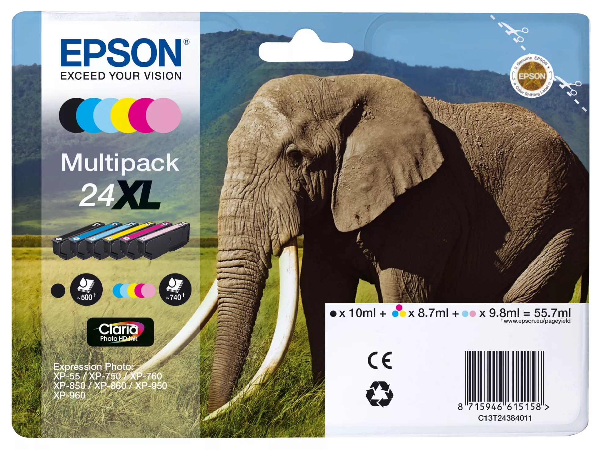 &divide; Tinta original epson t2438 xl multipack c13t24384011