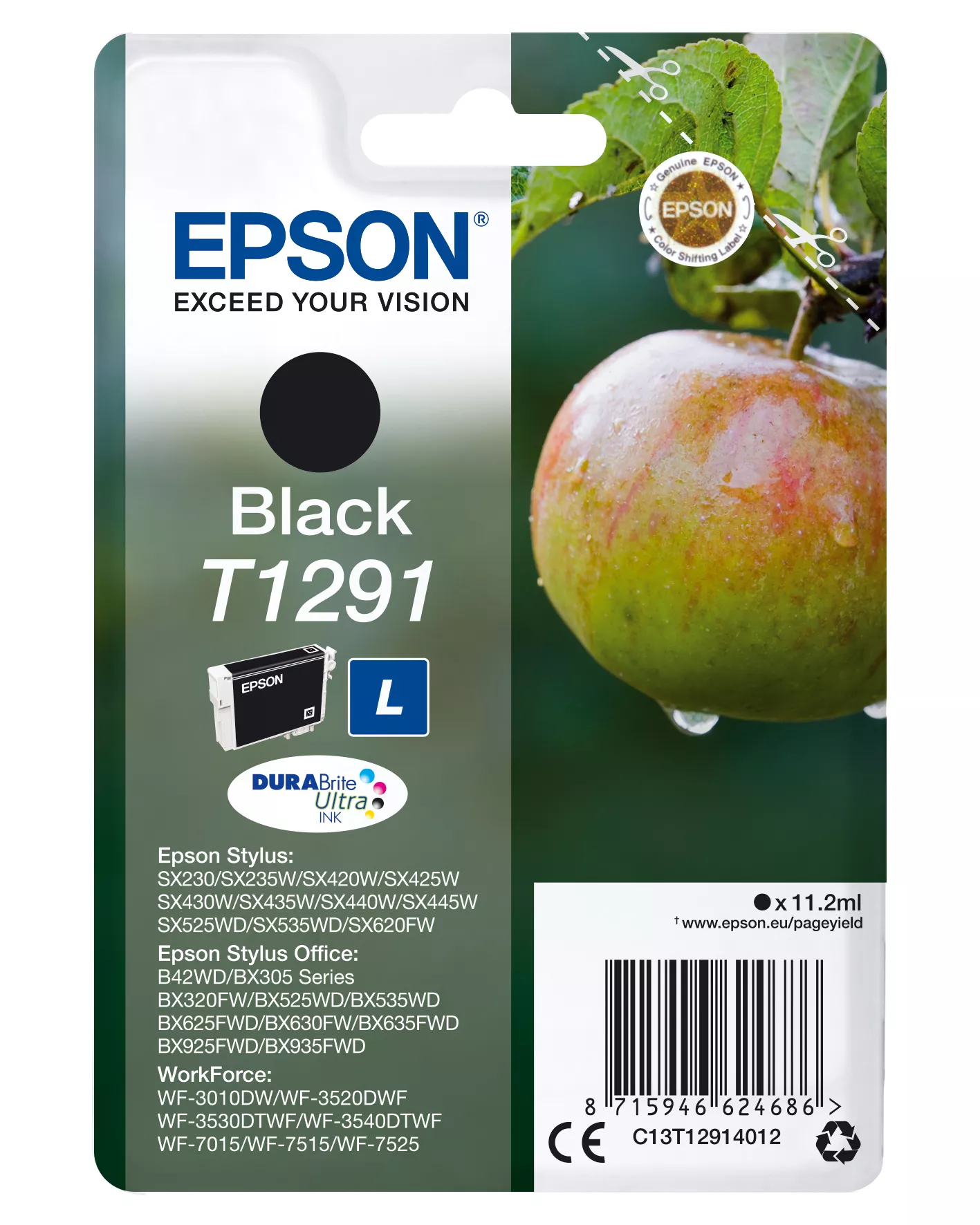 &divide; Tinta original epson t1291 negro c13t12914022 11.2ml - con alarma