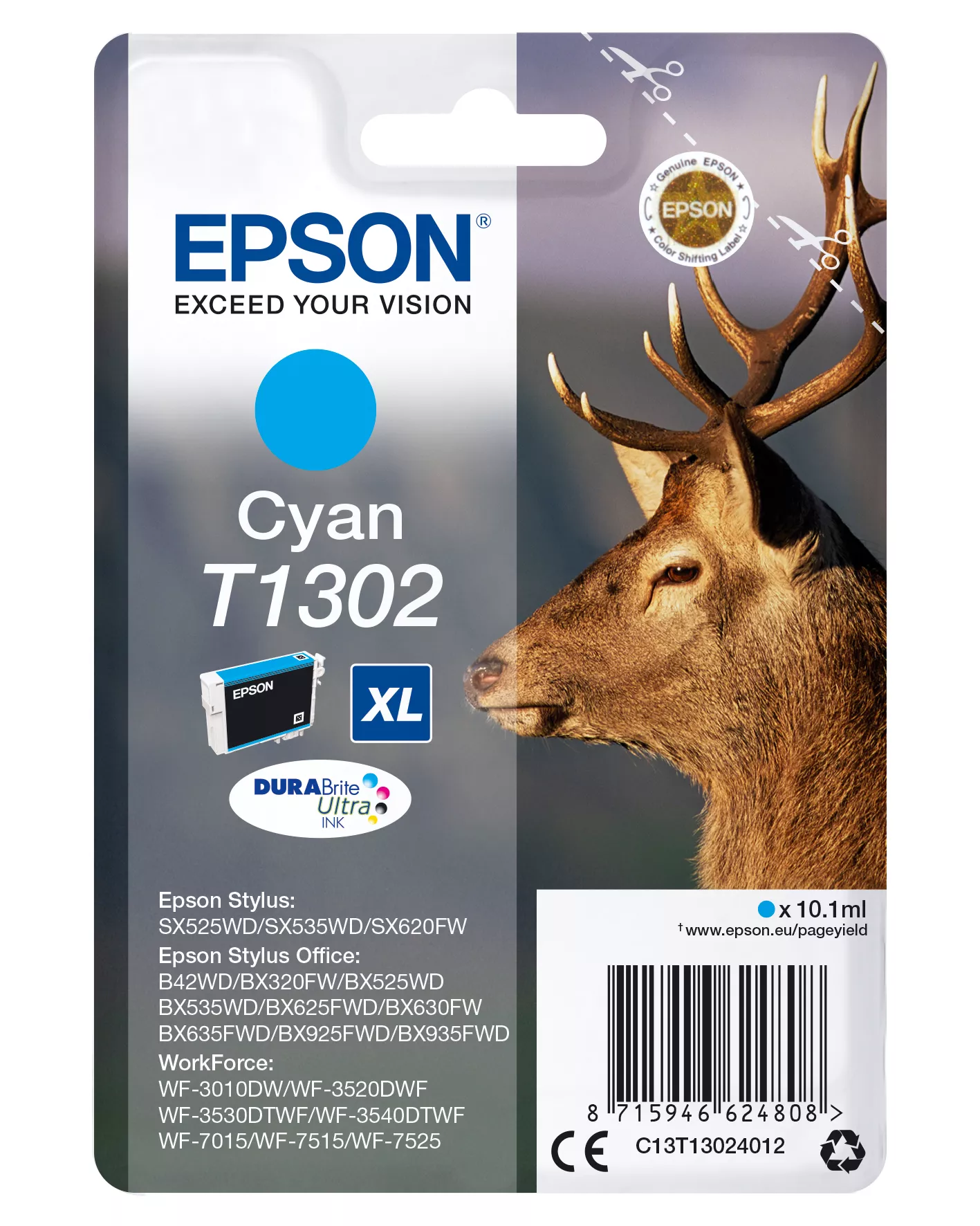 &divide; Tinta original epson t1302 cian c13t13024012 10.1ml