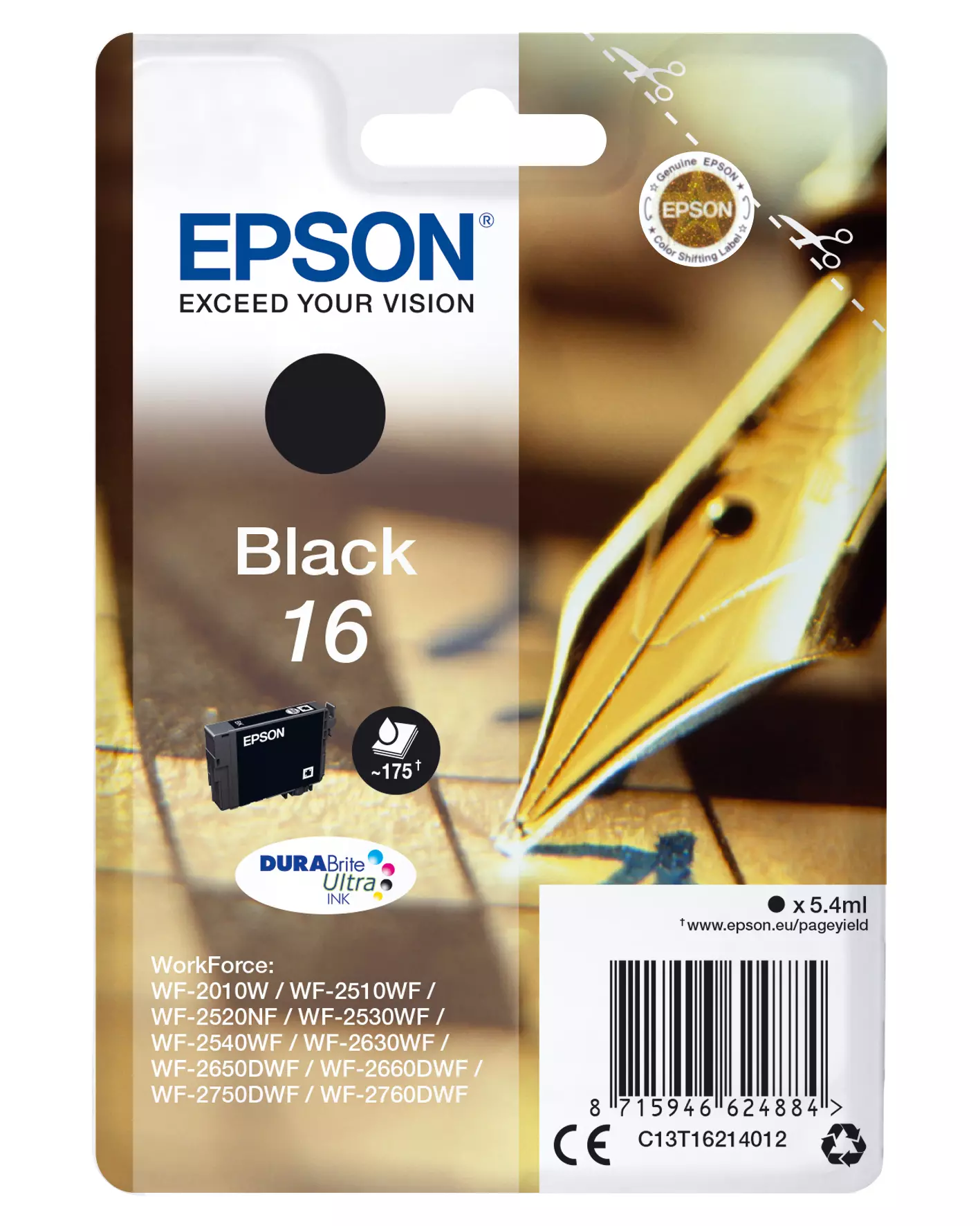&divide; Tinta original epson t1621 negro c13t16214012 5.4ml