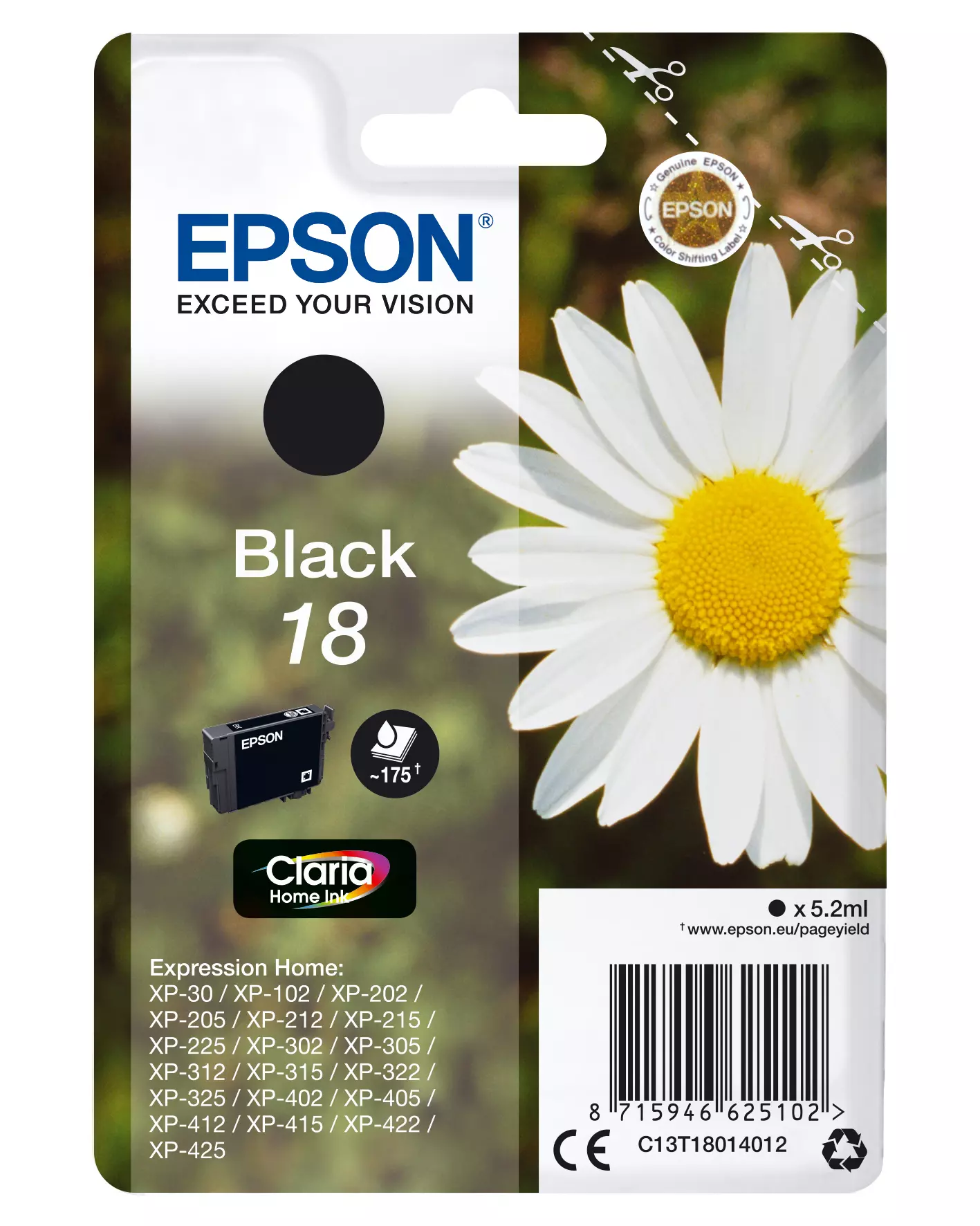 &divide; Tinta original epson t1801 negro c13t18014012 5.2ml