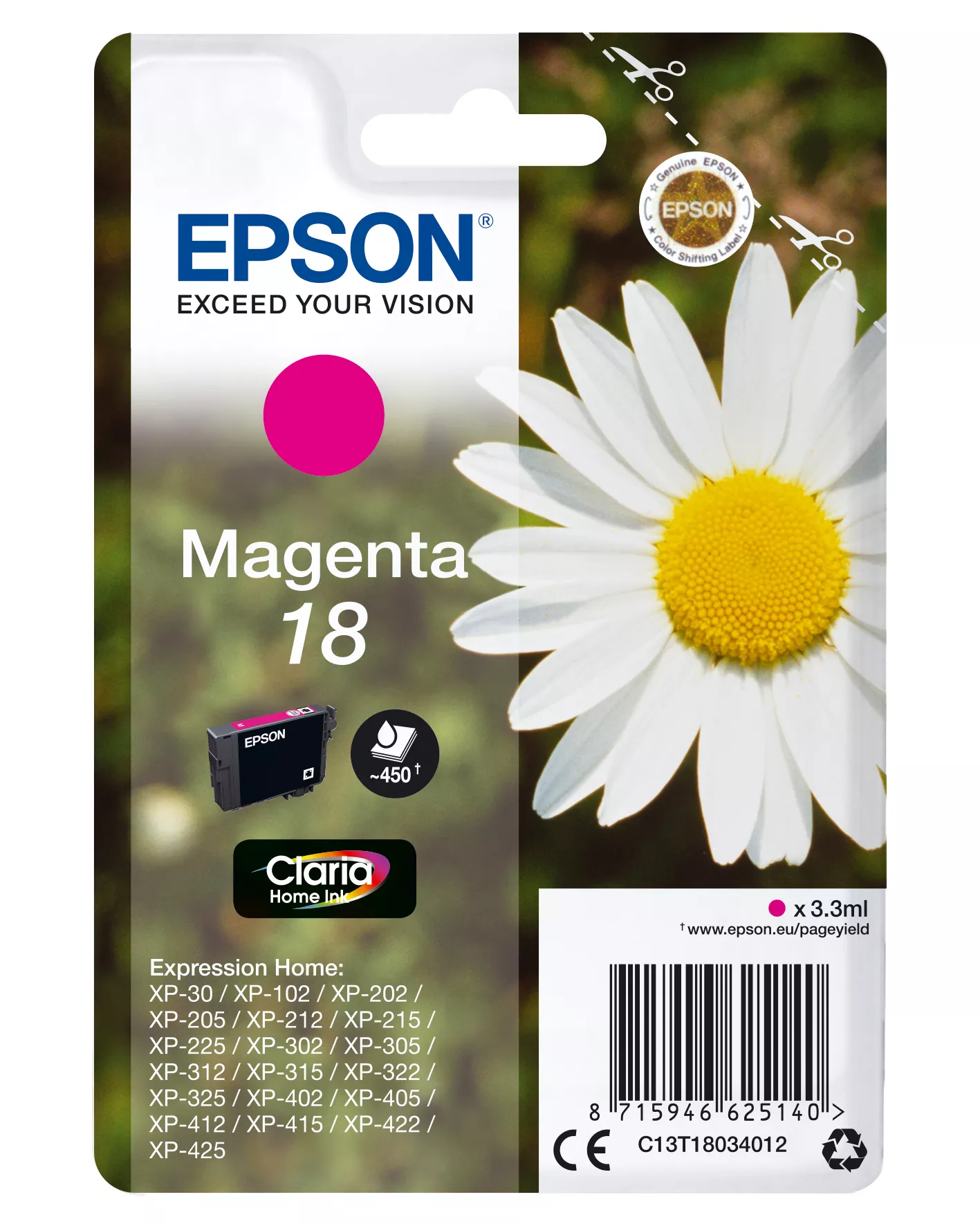 &divide; Tinta original epson t1803 magenta c13t18034012 3.3ml