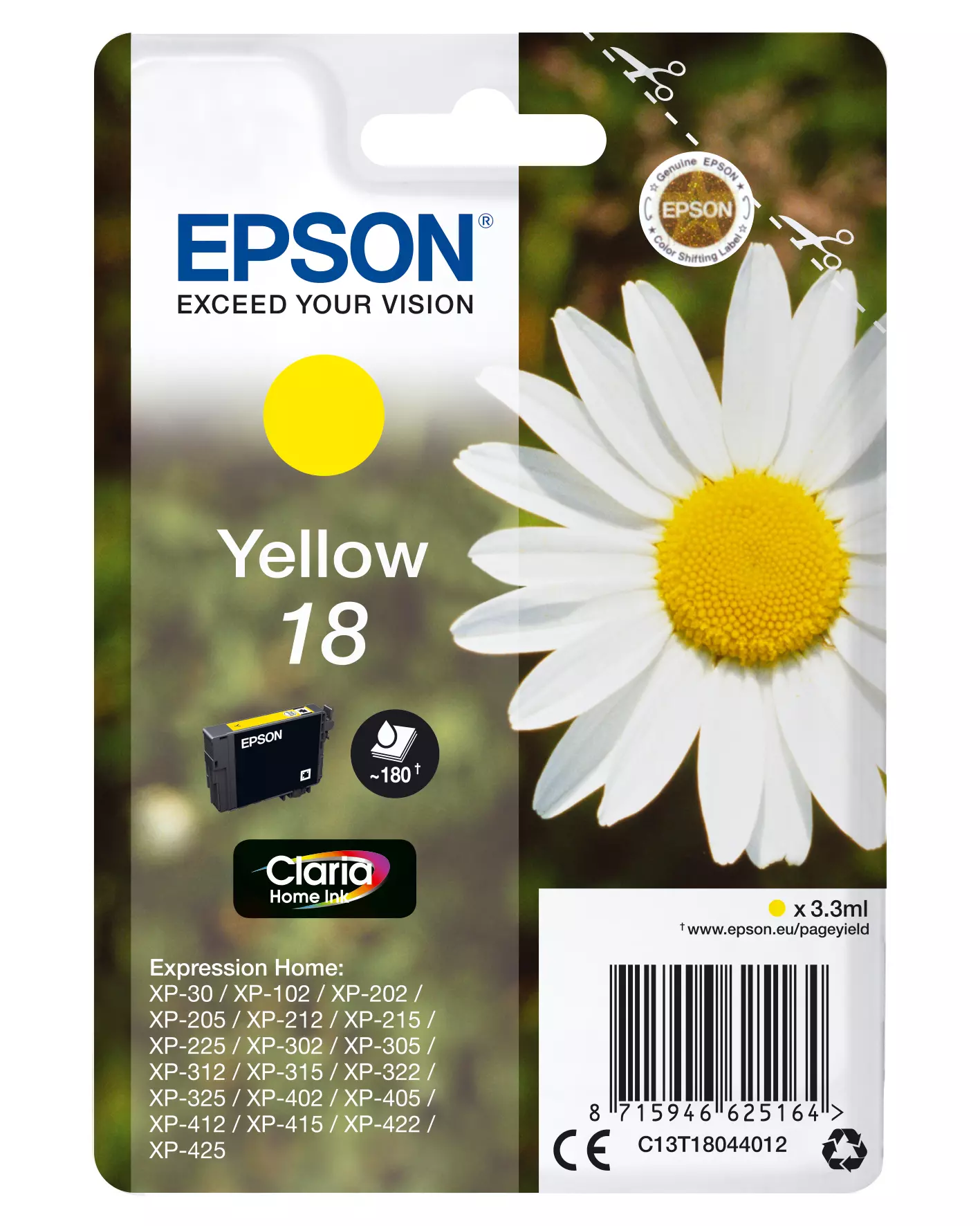 &divide; Tinta original epson t1804 amarillo c13t18044012 3.3ml