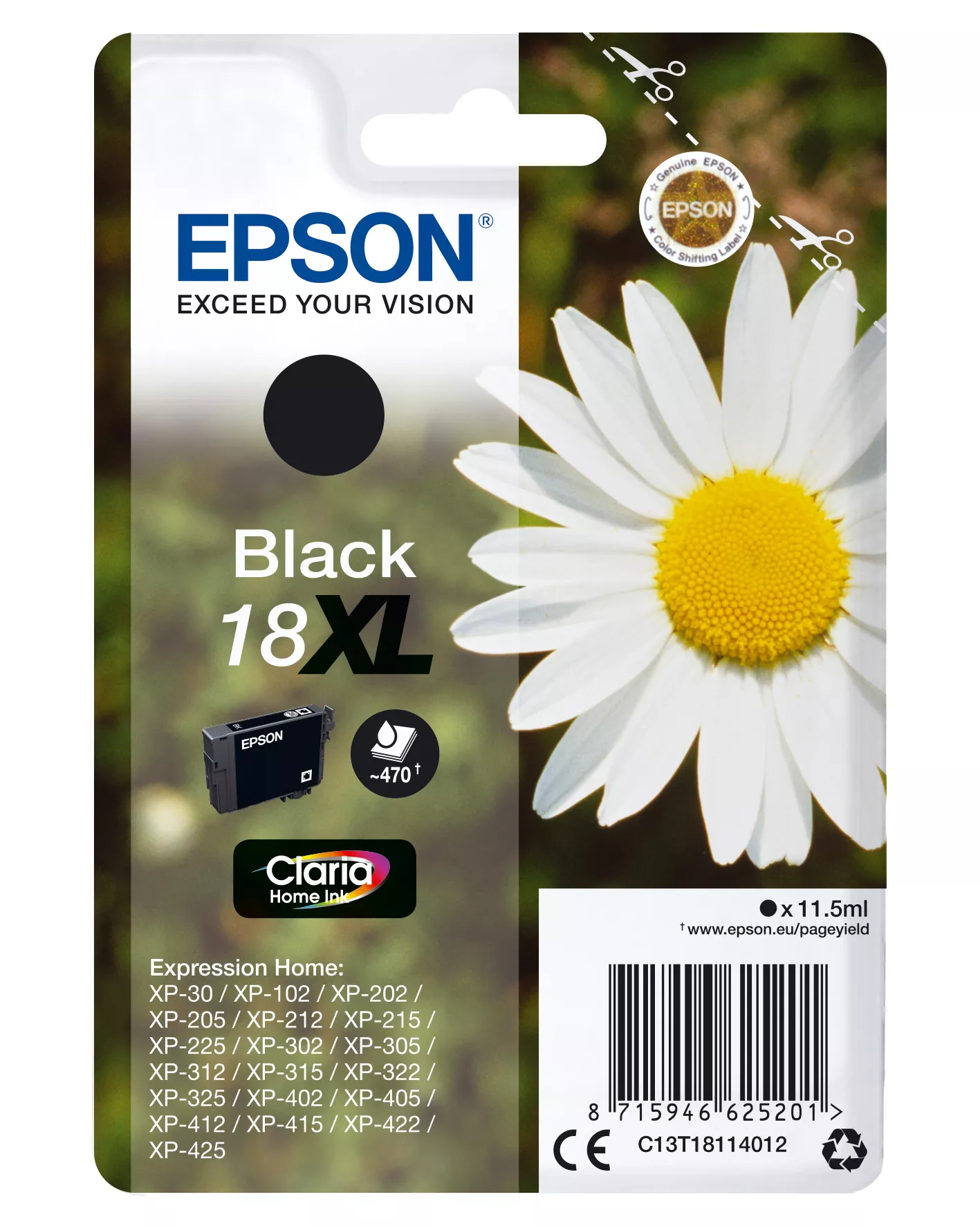 &divide; Tinta original epson t1811 xl negro c13t18114022 11.5ml - con alarma