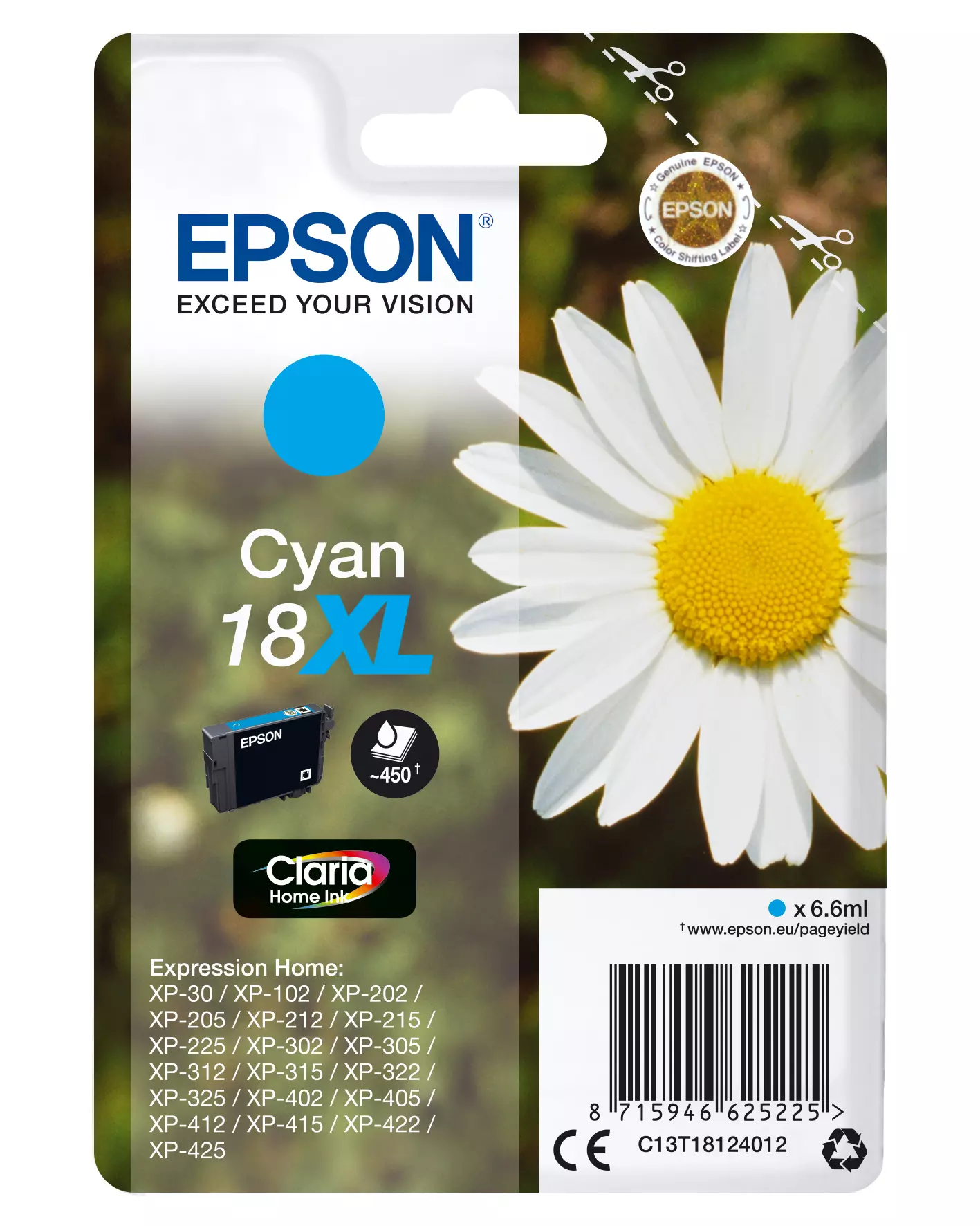 &divide; Tinta original epson t1812 xl cian c13t18124012 6.6ml