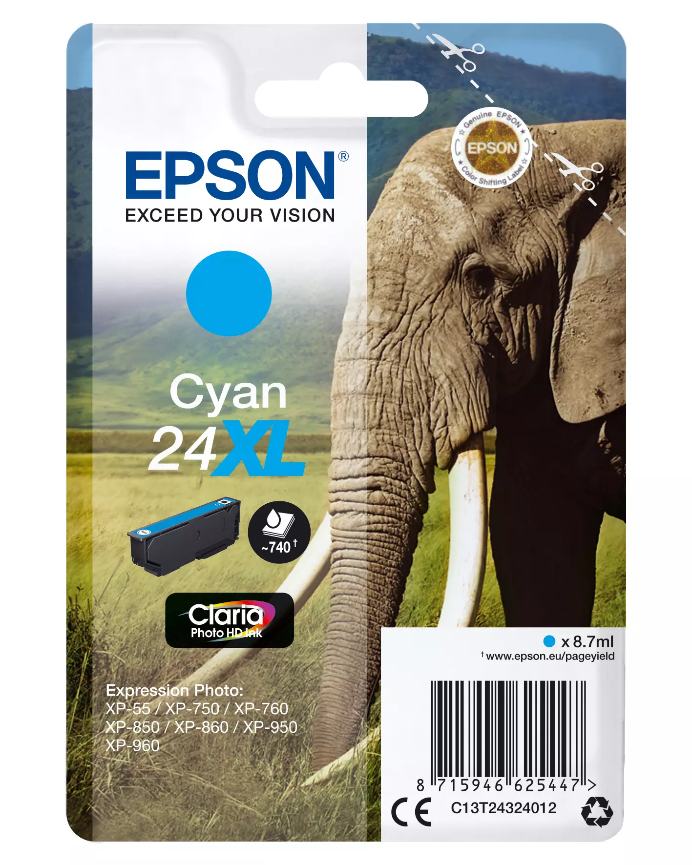 &divide; Tinta original epson t2432 xl cian c13t24324012 8.7ml