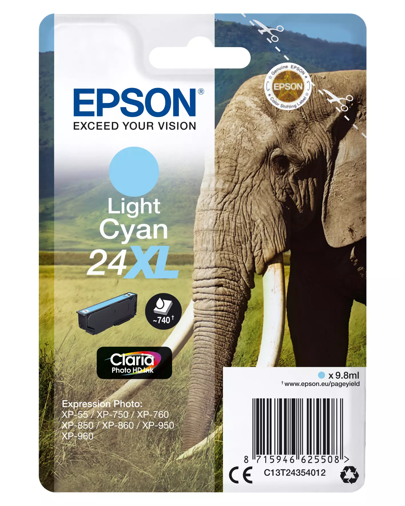 &divide; Tinta original epson t2435 xl cian claro c13t24354012 9.8ml