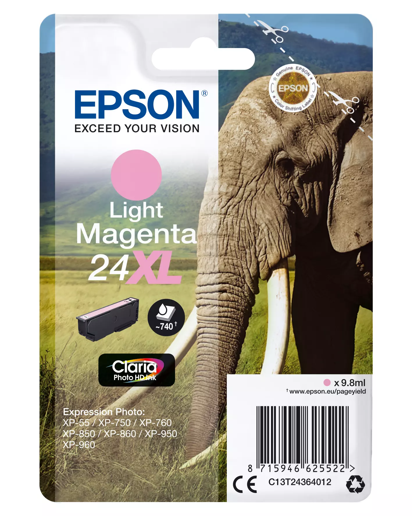 &divide; Tinta original epson t2436 xl magenta claro c13t24364012 9.8ml