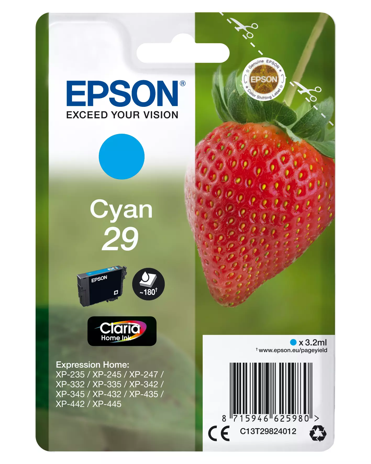 &divide; Tinta original epson t2982 cian c13t29824022 3.2ml - con alarma