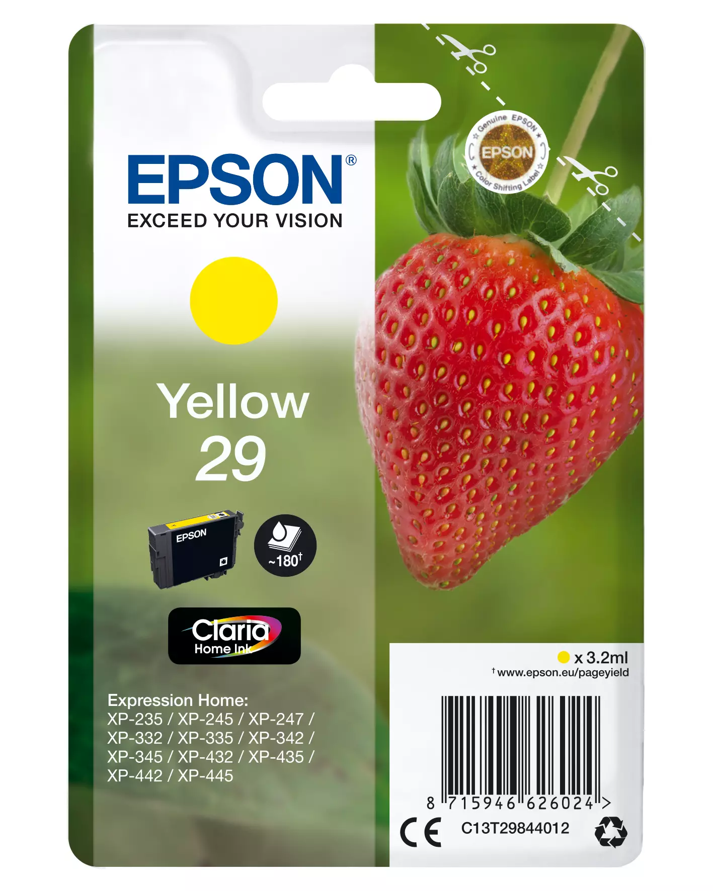 &divide; Tinta original epson t2984 amarillo c13t29844022 3.2ml - con alarma
