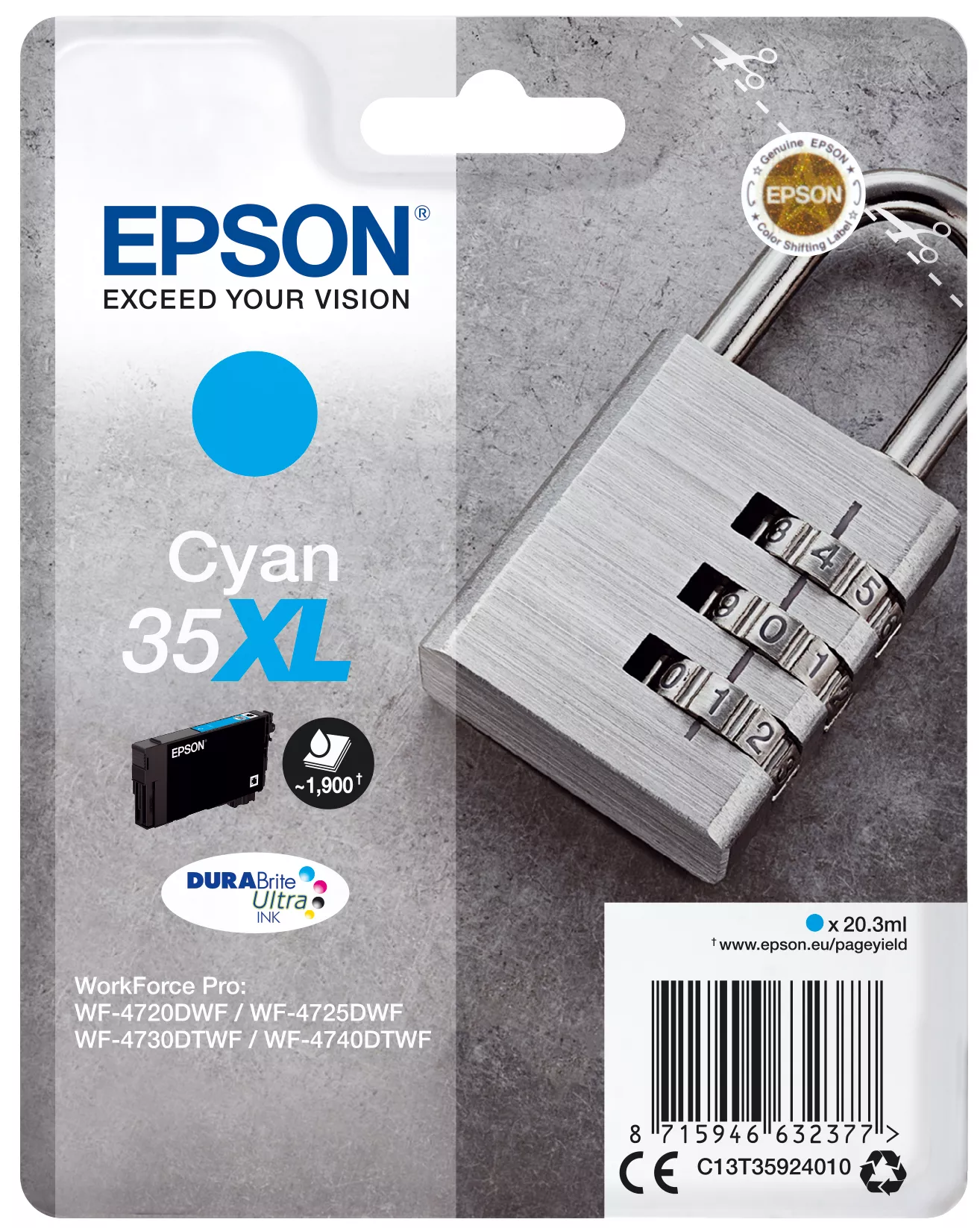 &divide; Tinta original epson t3592 xl cian c13t35924010 20.3ml