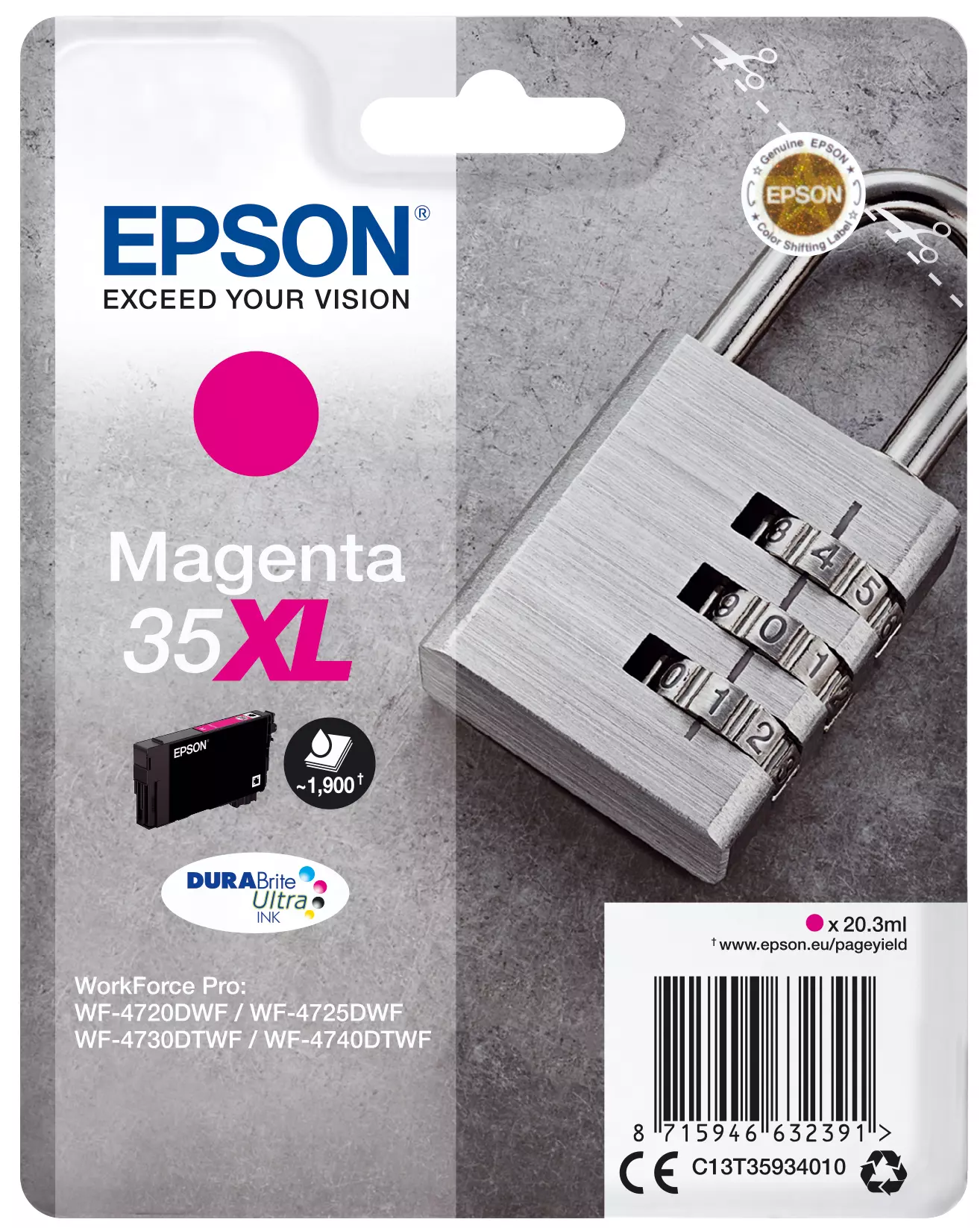 &divide; Tinta original epson t3593 xl magenta c13t35934010 20.3ml