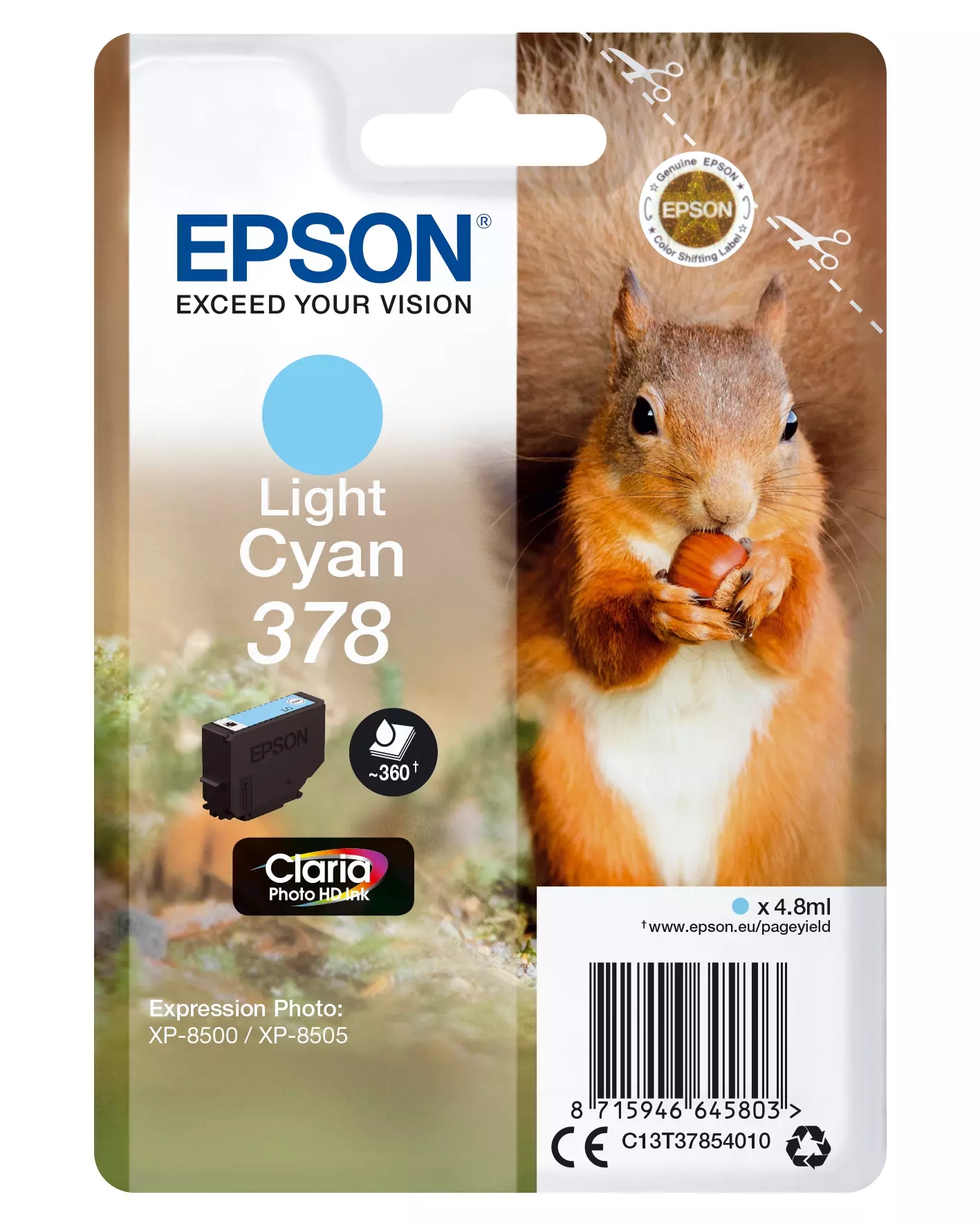 &divide; Tinta original epson t3785 cian claro c13t37854010 4.8ml