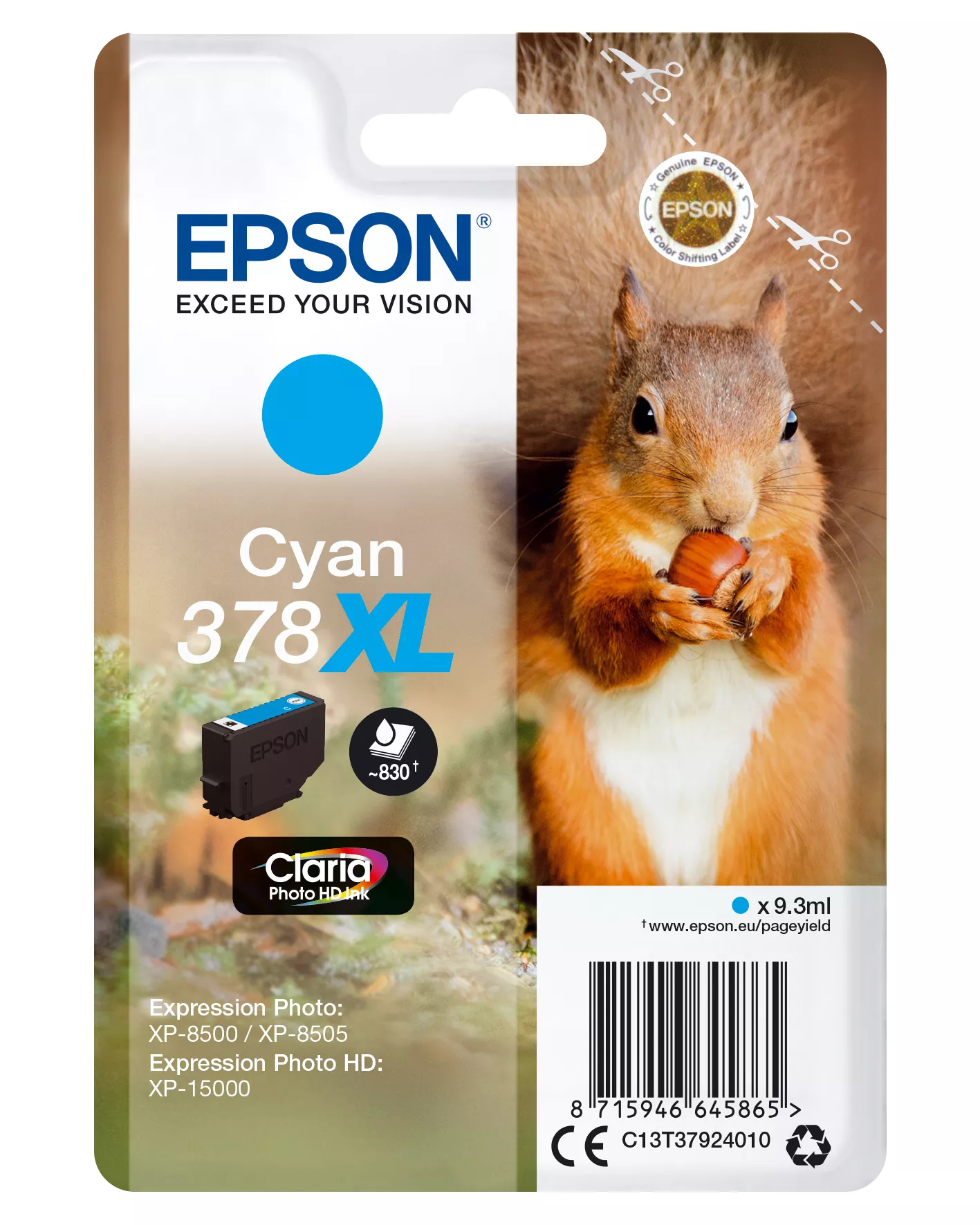 &divide; Tinta original epson t3792 xl cian c13t37924010 9.3ml