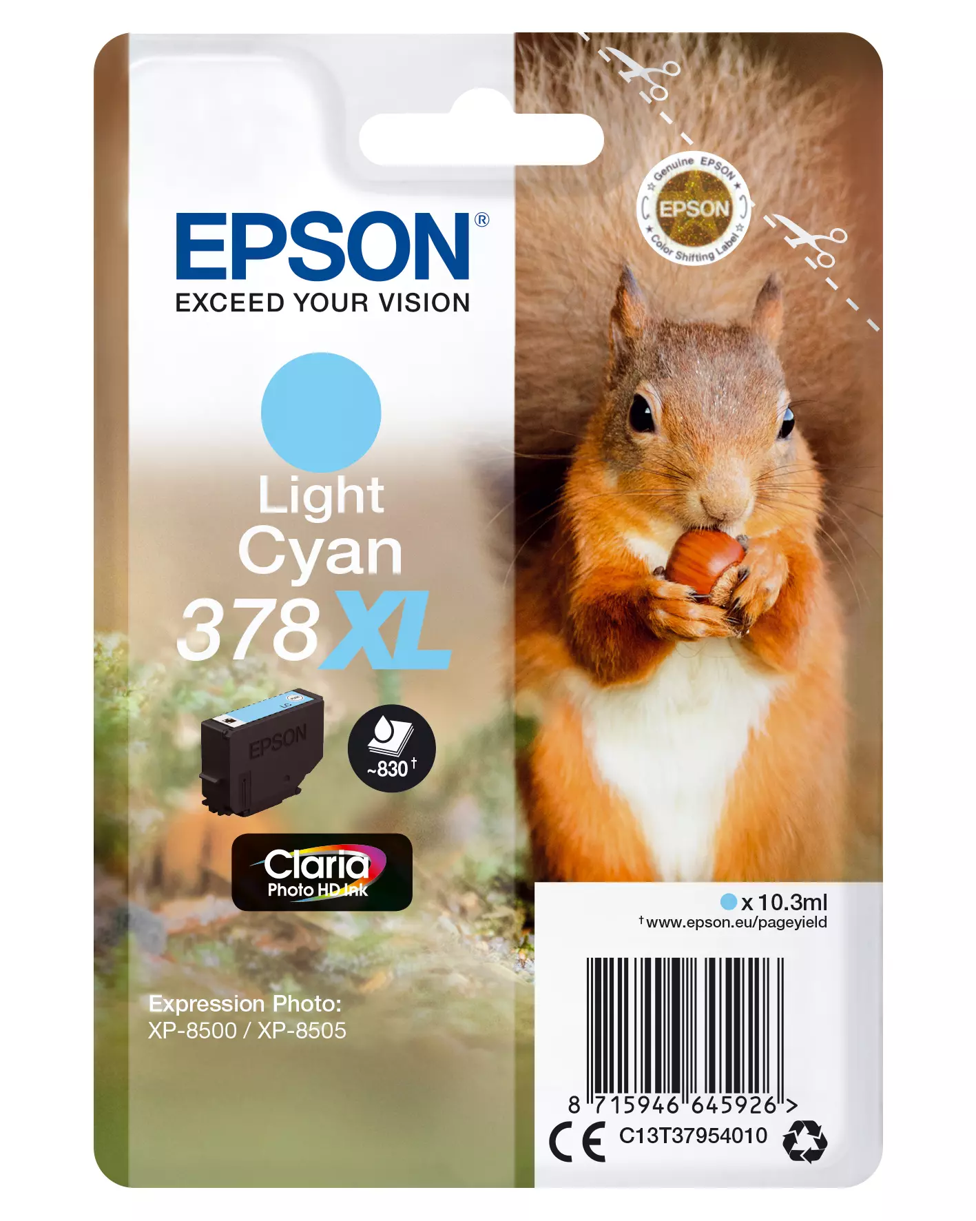 &divide; Tinta original epson t3795 xl cian claro c13t37954010 10.3ml