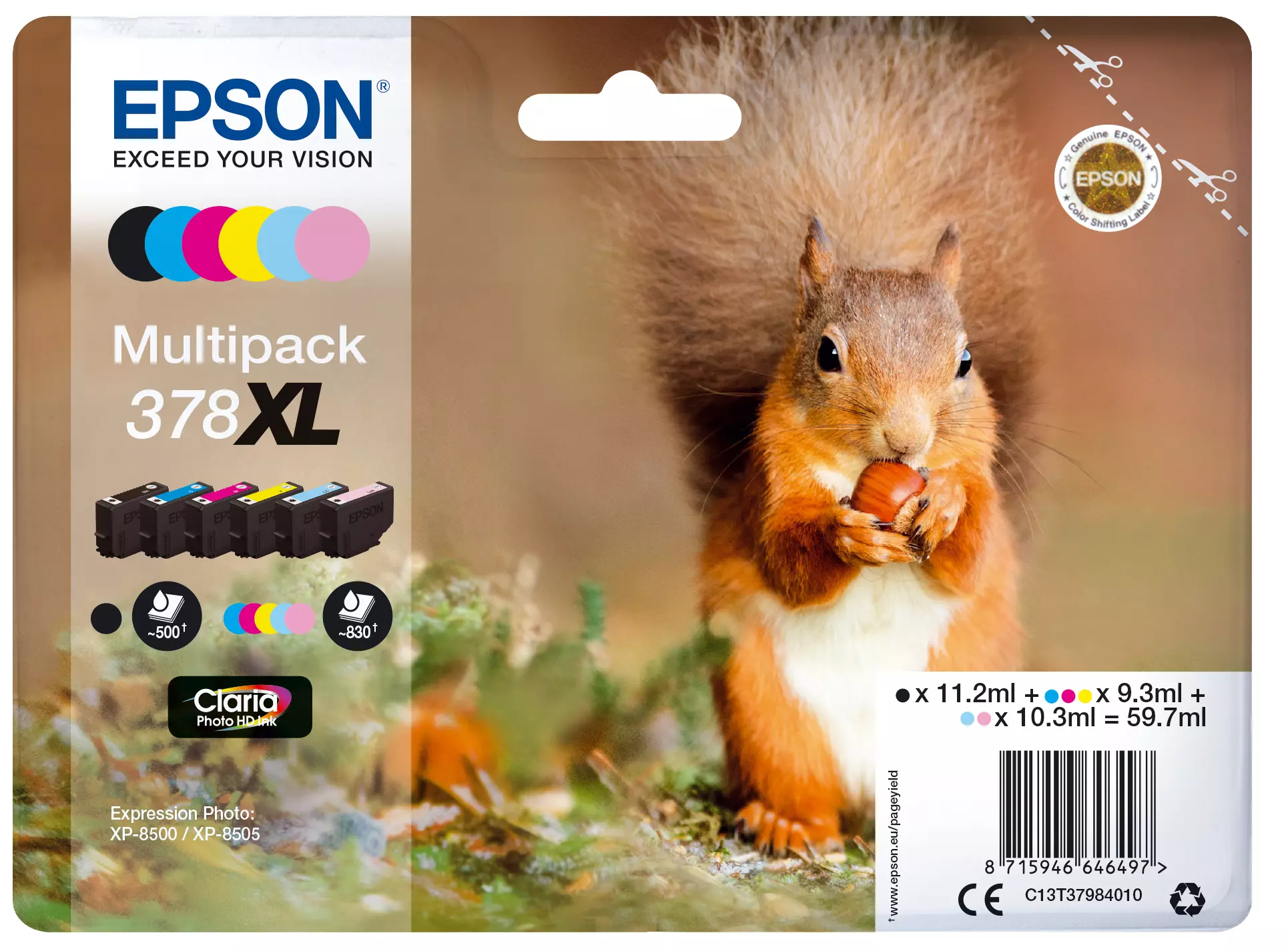 &divide; Tinta original epson t3798 xl multipack 6 colores c13t37984010