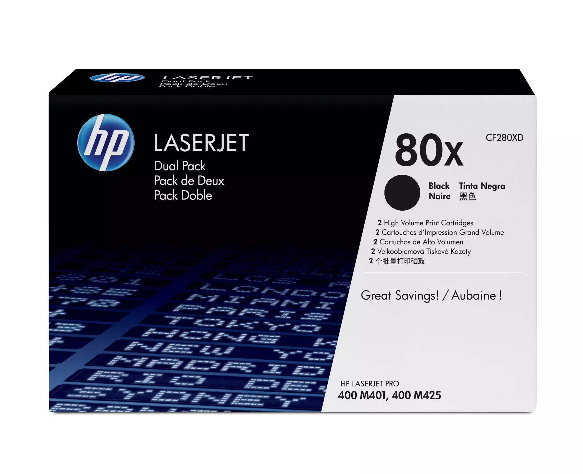 &divide; Pack 2 unidades t&oacute;ner originales hp cf280xd negro 80x 13.800 p&aacute;ginas